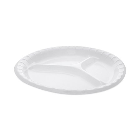 PACTIV Laminated Foam Dinnerware, 3-Comp Plate, 10.25in Dia, White, PK540 0TK10044000Y